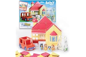 Tile Town Bluey Heeler Family Home 52-Piece Magnetic Tile Playset, Interactive STEM Magnetic Tiles Toys, Includes Bluey & Bingo Figures, Action Tiles