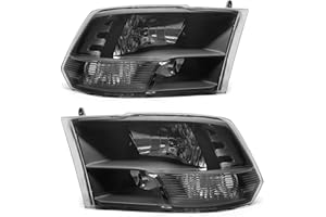 AXLAHA Headlights Assembly for 2009-2018 Dodge Ram 1500/2010-2018 Dodge Ram 2500/3500 Quad And Dual Style Black Housing Clear