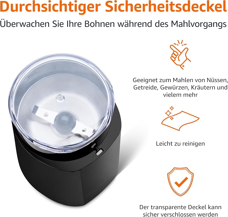 Elektrische Kaffeemühle, schwarz