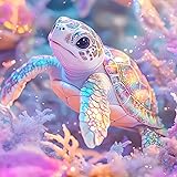 Pink Turtle Diamond Art Kits for Adults, Animal Sea