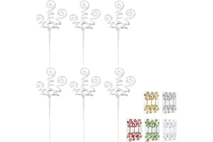 ZHANYIGY 6PC Set White Christmas Decoration Picks,Sequins Candy Shape Curly Pick, Christmas Tree Decorations Home Office Party Decorations Gifts