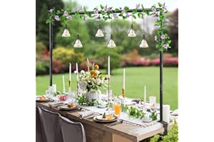 WellSign Over The Table Rod Stand with Clamps Adjustable 31"-110" Length 31"-64" Height, Table Balloon Arch Stand for Wedding Birthday Party Baby Shower, Black Table Arch Frame Hanging Decor Rod