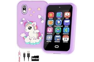 TKECWOB Kids Cell Phone Unicorn Gifts for Girls Age 6-8 Touchscreen Kids Phone Learning Toy with Dual Cameras Music Games Stories 8G SD Card Christmas Birthday Gifts for 3 4 5 6 7 8 Year Old Girls