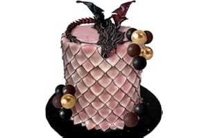 ROARING GOOD TIME Fantasy Red 3D Dragon Cake Topper Dragon Eggs Cake Decor Black Balls Cake Decor for Baby Shower Birthday Wedding Party Supplies