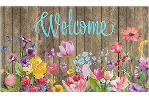 XSINUFN Spring Summer Door Mat,Colorful Flower Watercolor Floral Indoor Outdoor Non-Slip Doormat,Entryway Front Porch Farmhouse Spring Welcome Door Mat for Entrance Decor,30" x 17"