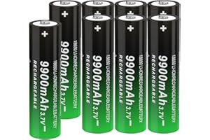 CPZZ 18650 Rechargeable Battery 9900mah 3.7volt Rechargeable Batteries 18650 li Battery Button Top for flashlights and headlamps etc (8Pack 09029)