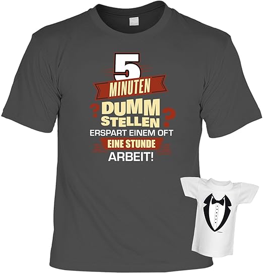 Lustiges Sprüche T Shirt Arbeit Handwerker Shirt 5 Minuten Dumm Stellen Set T Shirt Minishirt Farbe Anthrazit