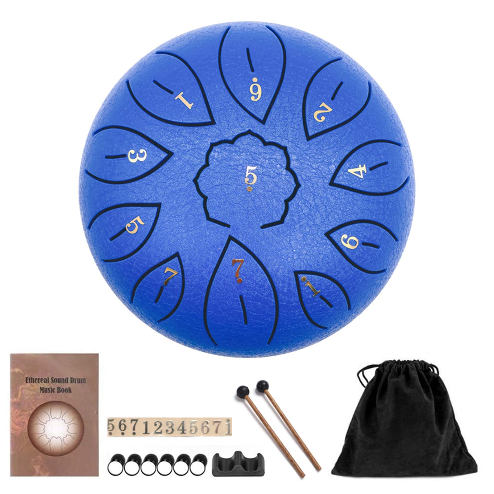 Hand Pan Drum,SHUAIGUO 6in Metal Tongue Drum Mini 11-Tone Hand Pan Drums with Drumsticks Percussion Musical Instruments(Blue)