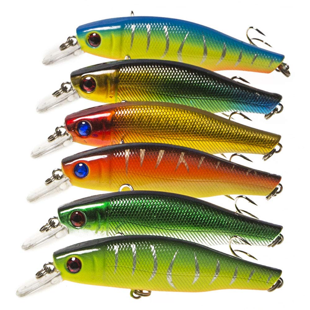 ANCLLO 6Pcs Fishing Lures Fishing Pencil Lure Slow Sinking Hard Bait PencilLifelike Bass Fishing Lure for Saltwater and Freshwater