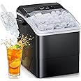 HOMEZAY Ice Maker Countertop, 9 Cubes Ready in 6 Mins, 26 lbs per Day, Ice Machine with 2 Ice Sizes and Self-Cleaning, Portable Ice Maker with Handle for Home, Kitchen, Camping, RV, Office, Black