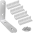 LuckIn 40 Pack Corner Brace 2" x 2", Heavy Duty L Brackets for Shelves and Wood, Stainless Steel Right Angle Bracket with Screws, 50mm x 50mm