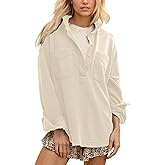 Locachy Women's Casual Oversized Polo Neck Sweatshirt Lapel Long Sleeve Button Pullover Tops Fashion Outfits Clothes