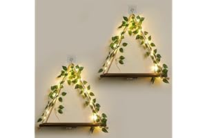 FOREST ANGLE Shelf for Wall,Floating Shelves,Floating Shelves for Wall No Drilling,Adhesive Shelves,Command Strip Shelf,Bedroom Decor Aesthetic,Room Decor Aesthetic,2-Piece Set(Green Leaf)