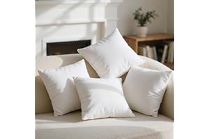 Phantoscope 100% Virgin Fiber Pillow Inserts, Premium Microfine Fiber Square Hypoallergenic Throw Pillow Inserts for Bedroom, Study, Chair 18x18 inches Pack of 4