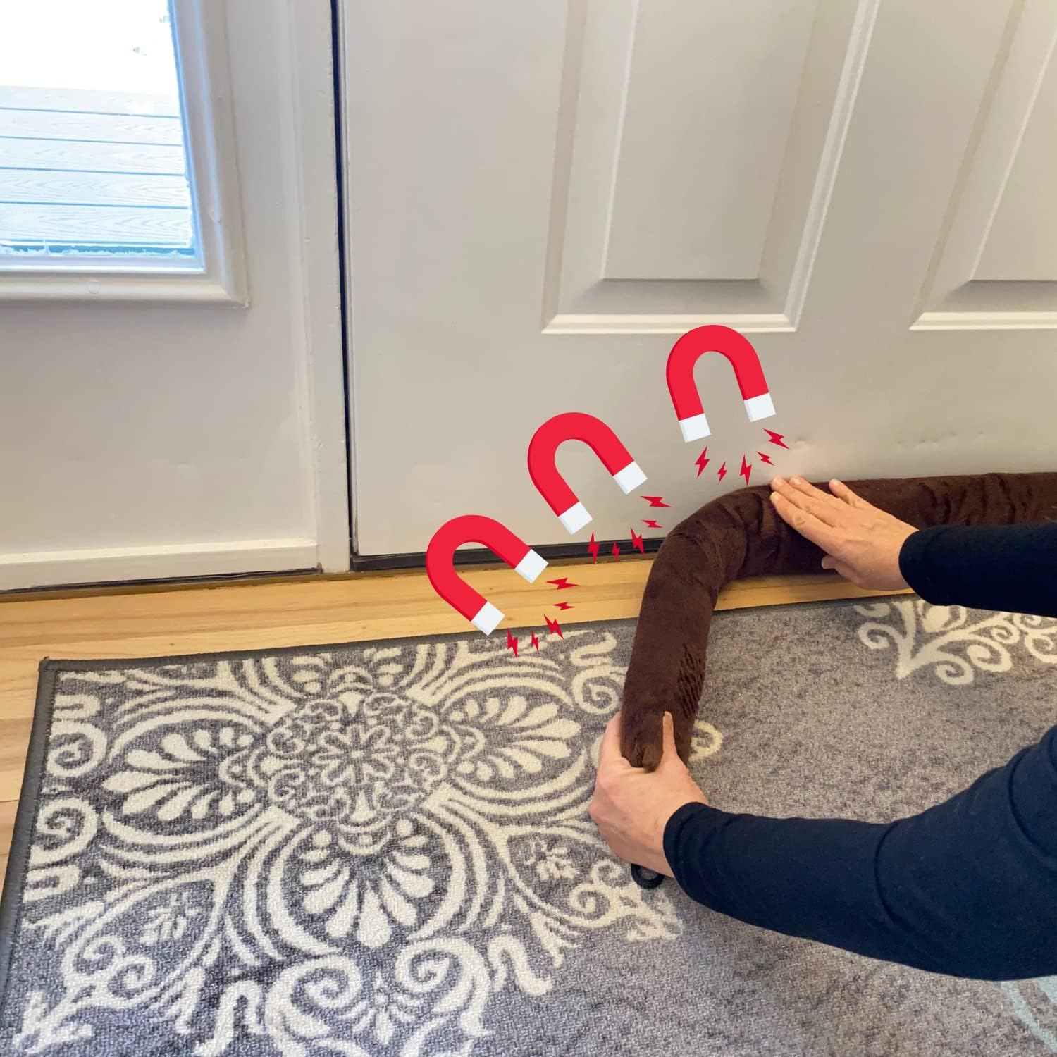 Draft Stoppers - Evelots Door Draft Stopper 36 Inch Under Door Draft Noise Blocker Magnetic No Repositioning Stop Cold Air