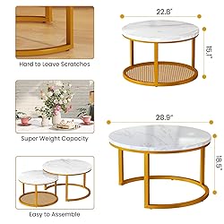 AWQM Coffee Table for Living Room, Modern Nesting