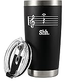 Panvola Music Shh Musicians Gifts Music Teacher Gifts Quarter Rest and Fermata Pianist Choir Director Vacuum Insulated Stainless Steel Tumbler with Removable Lid and Straw 20 oz Black