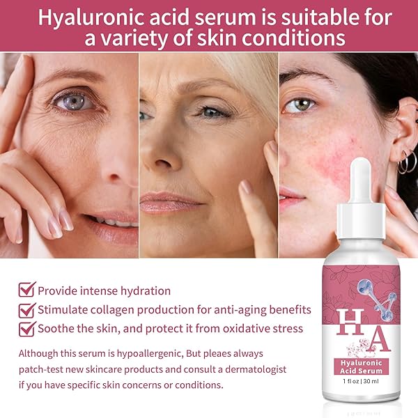 ABOTE ROSE FACIAL SERUM WITH 2.3% HYALURONIC ACID SERUM FOR FACE PLUMP SKIN MOISTURIZING MOISTURIZE SMOOTHES WRINKLES (3 PACK 1FL.OZ|30ML EACH)
