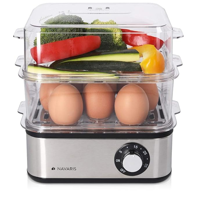Navaris Hervidor de Huevos de Acero Inoxidable con Temporizador ...