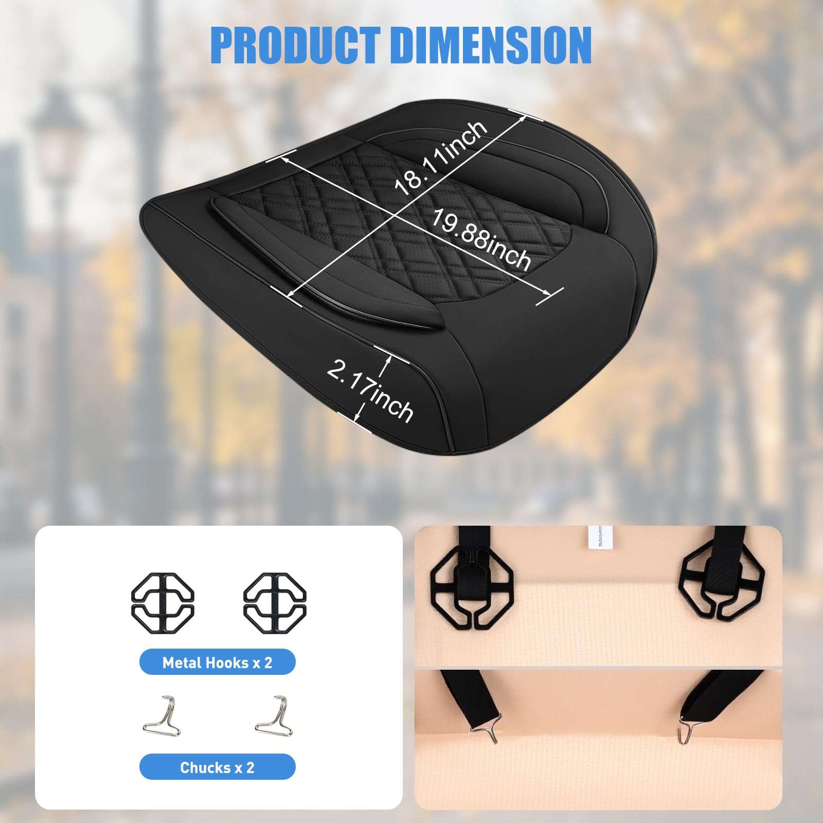 Condition photo showing New/Like New for nilight car seat cushion cover black leather front seats with wings waterproof and anti-slip with st