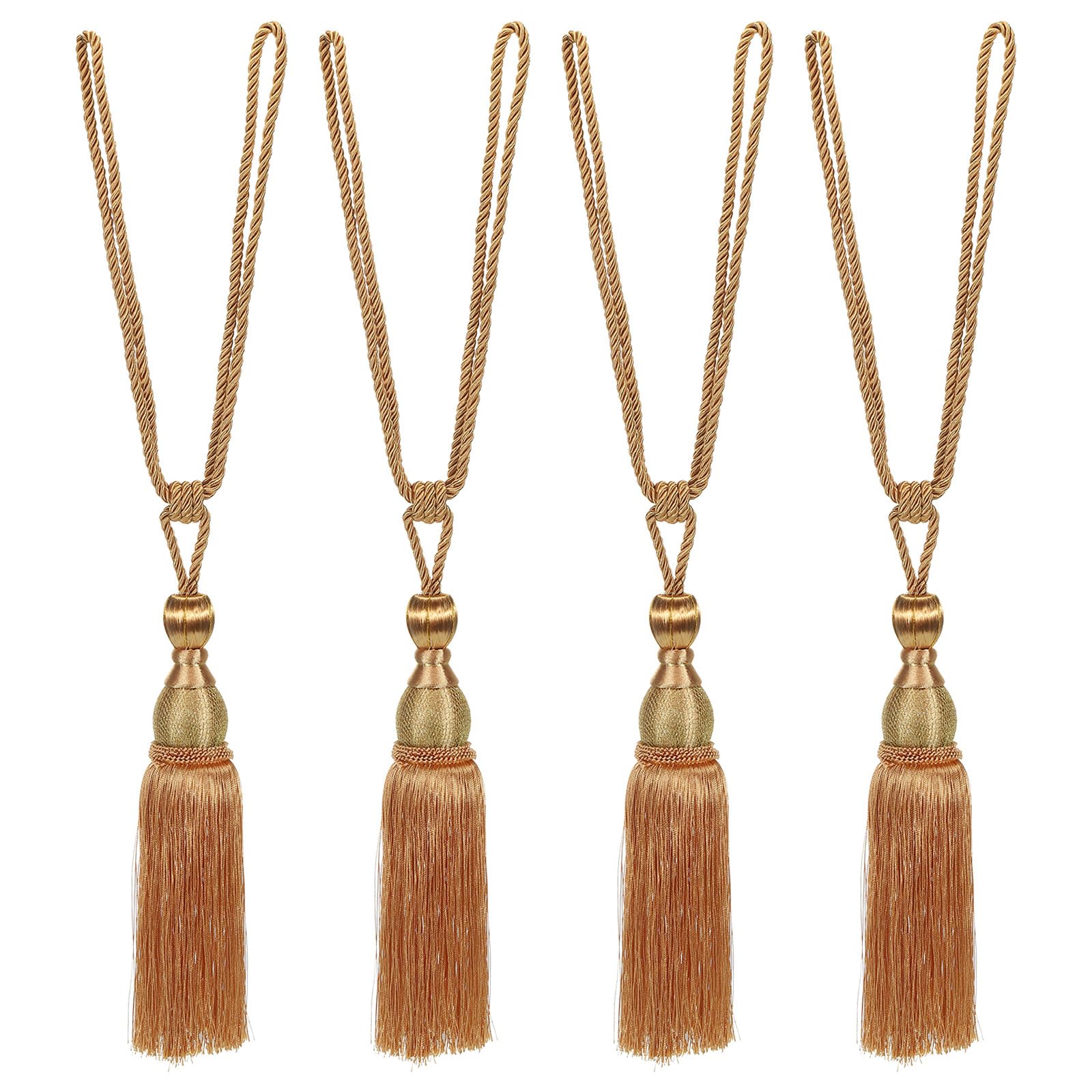 PATIKIL Curtain Tiebacks, 4 Pack 16" Elegant Handmade Curtain Holdbacks Rope with Tassel Home Office Hotel Decorative, Orange