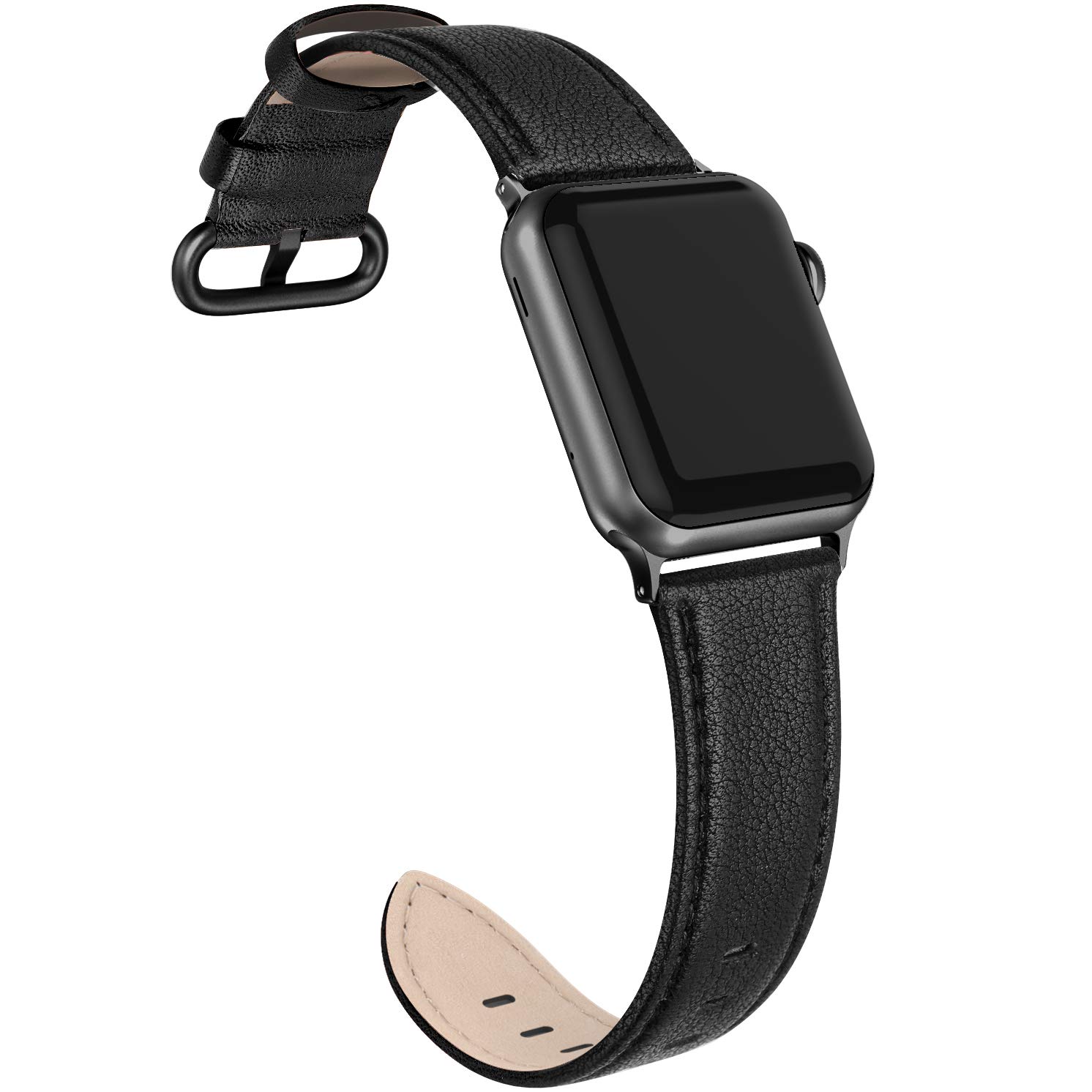 PARMPH Genuine Leather Strap Compatible for Apple Watch 38mm 40mm 41mm 42mm(Series 10), Soft Elegant Leather Strap Compatible with iWatch Series 10 9 8 7 6 5 4 3 2 1 SE Sports Edition for Women Men