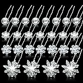 48 Pieces Crystal Wedding Hair Pins Rhinestone Flower Hair Clips Accessories Barrettes Bobby Pins U Shaped Hair Clips for Brides Bridesmaid Women and Girls