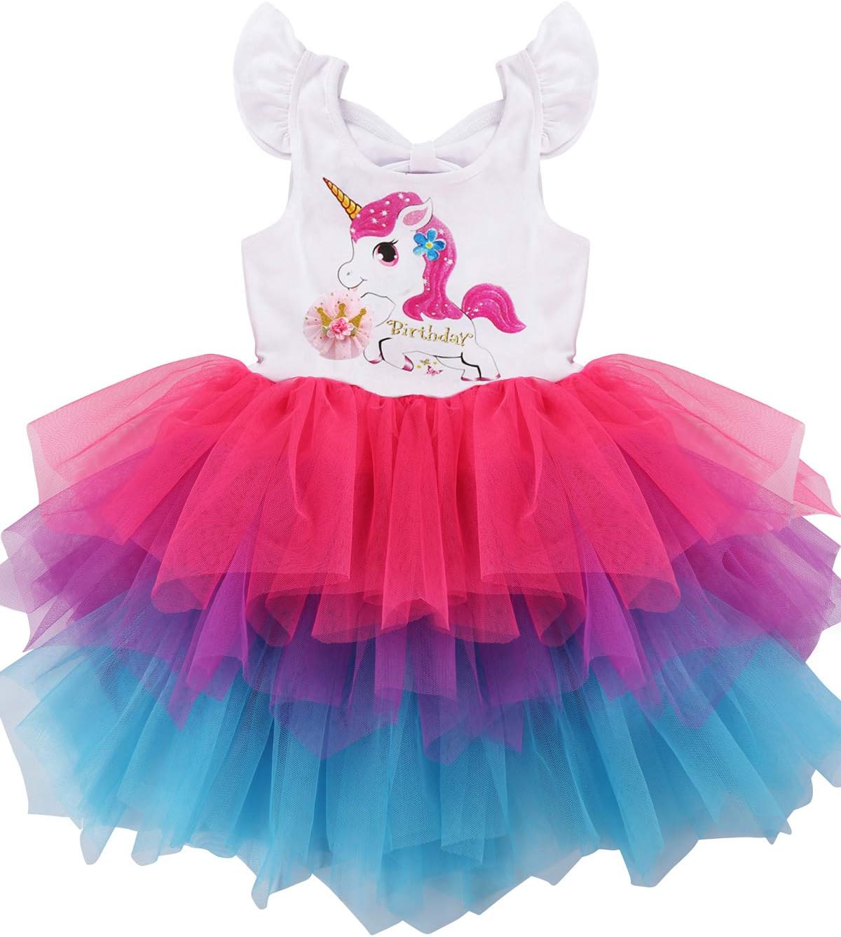 Summer Unicorn Birthday Party Princess Sleevless Little Girl Dress Kids Girls Clothes