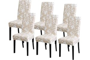 FORCHEER Dining Chair Covers Set of 6 Stretch Floral Dining Chair Slipcovers for Parson Chairs 6 Pack Washable Removable，(6,#16)