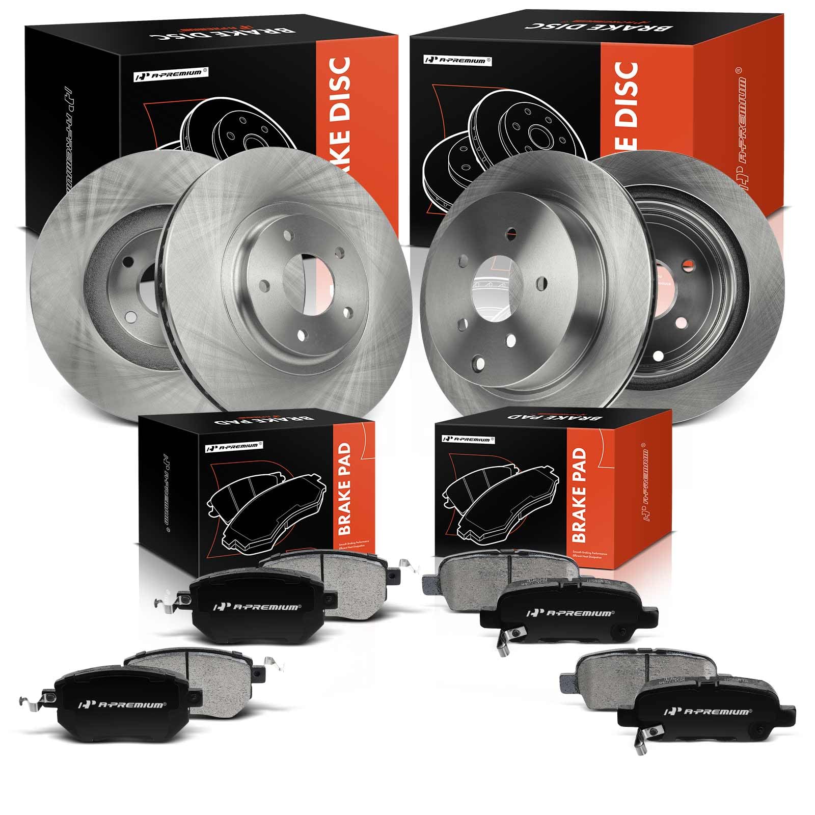 Photo 1 of *** ONE BOX OF BRAKE PADS ONLY***A-Premium Front and Rear Vented Disc Brake Rotors + Ceramic Pads Kit Compatible with Select Nissan & Infiniti Models - Murano 2003-2004 2009-2012, FX35 2003-2005, FX45 2003-2005, 12-PC Set