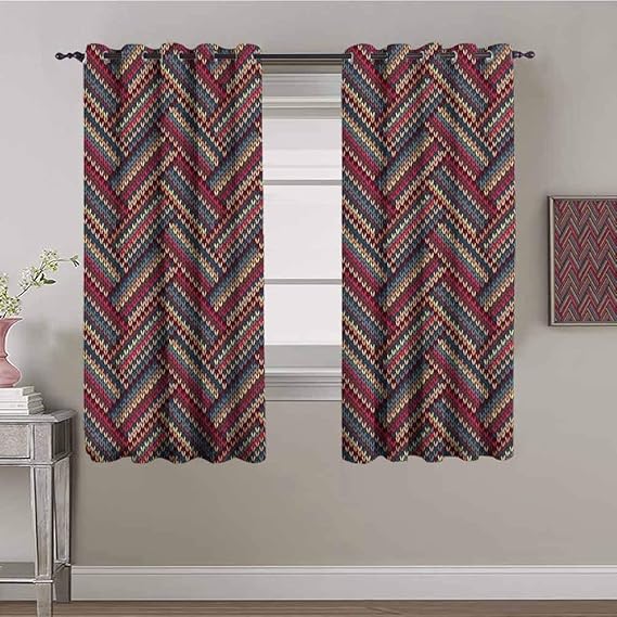 Red and Brown Curtains for Bedroom Classical Knitting