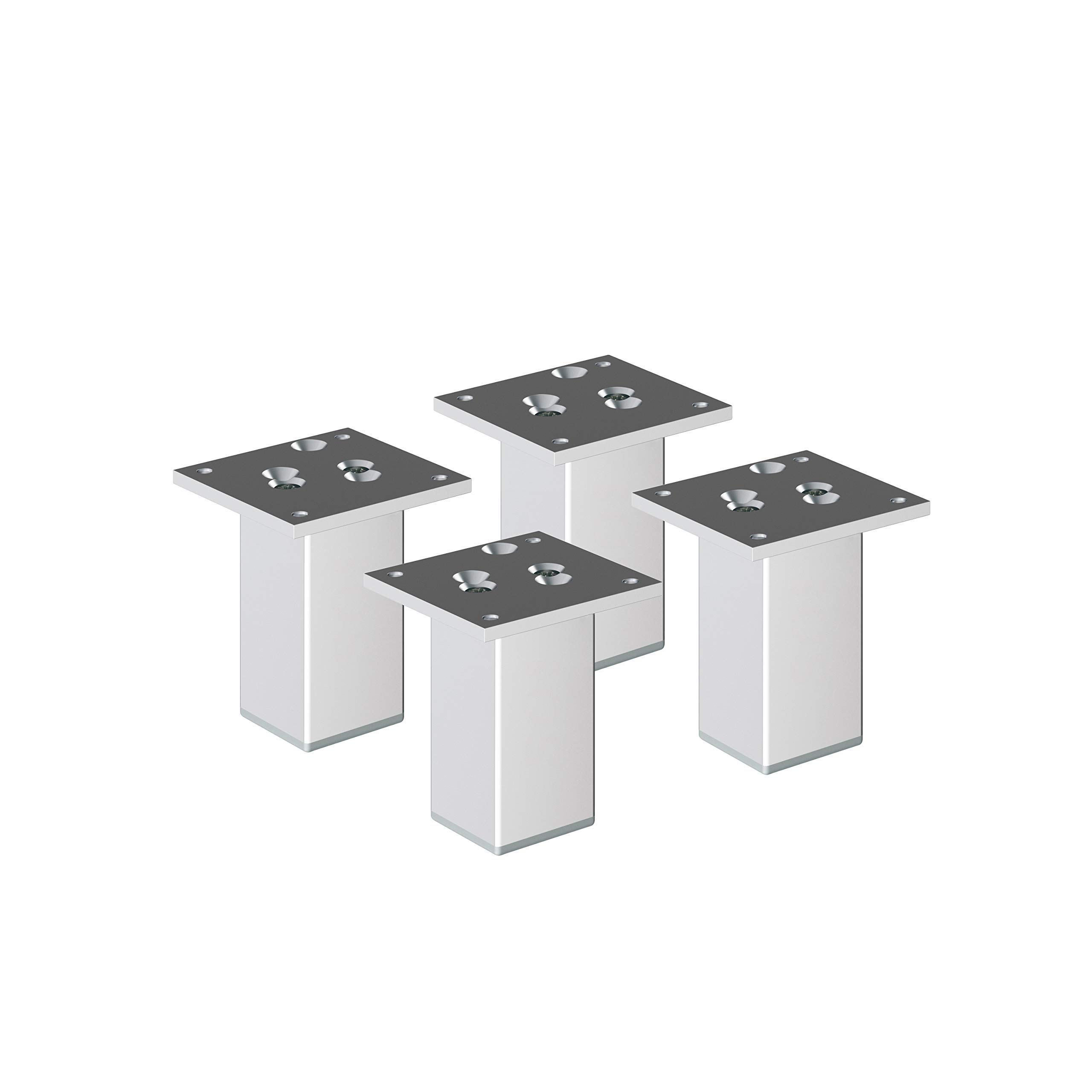 sossai® Exklusiv - Aluminium Furniture Legs | E4MF | Pack of 4 | Height: 120mm | Color: Aluminium