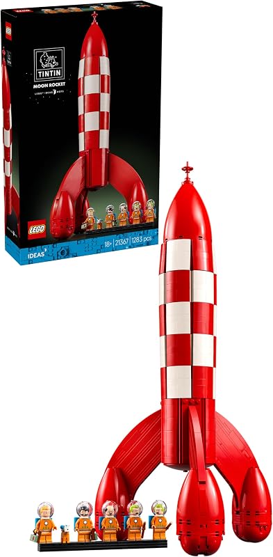 Ideas Die Mondrakete von Tintin - Raumschiff Modellbau für Erwachsene - Set zum Ausstellen mit 5 Minifiguren und der Hundefigur Struppi für DIY Deko - Geschenkidee für Fans - 21367 — Foto 1 von 8