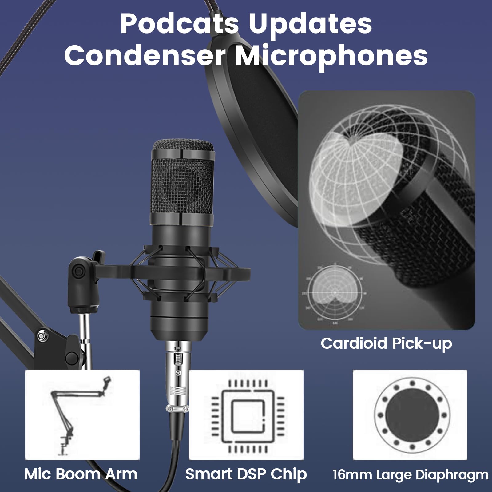 Podcast Equipment Bundle for 2, Audio Interface with Voice Changer Condenser Microphones for Gamer, All-in-One Audio Mixer Perfect for Live Streaming, Singing, YouTube, Gaming