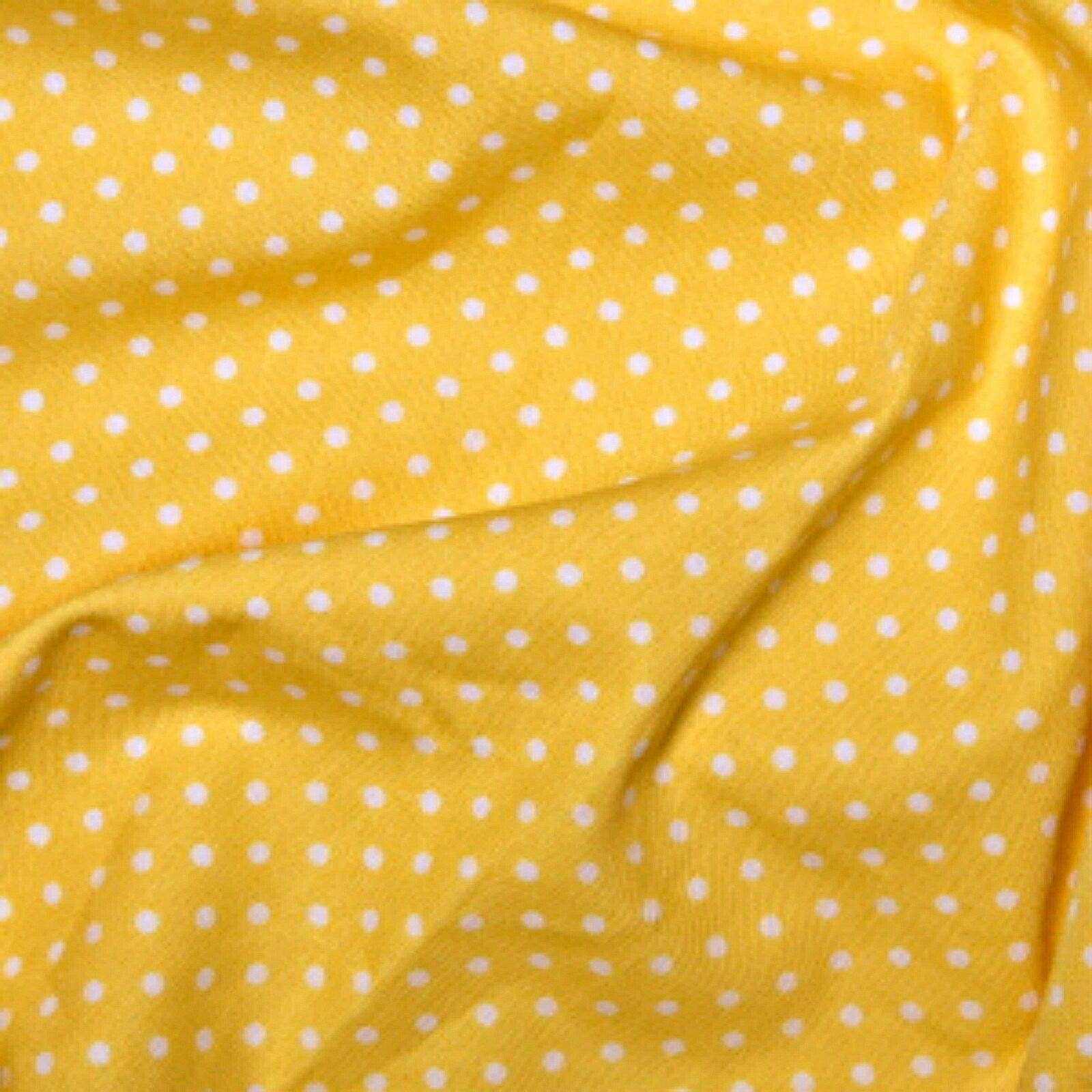 100% Cotton 3mm Polka Dot * Rose & Hubble * Superior Poplin Fabric in 40 Colours (Lemon) (ONE METRE)