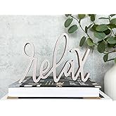 QENWWENG Wood Relax Sign Decor,Bathroom Wall Decor,Relax freestanding Sign for Living Room,Freestanding Wood Letters,Table Top,Bathroom,Entryway Home Party Decoration