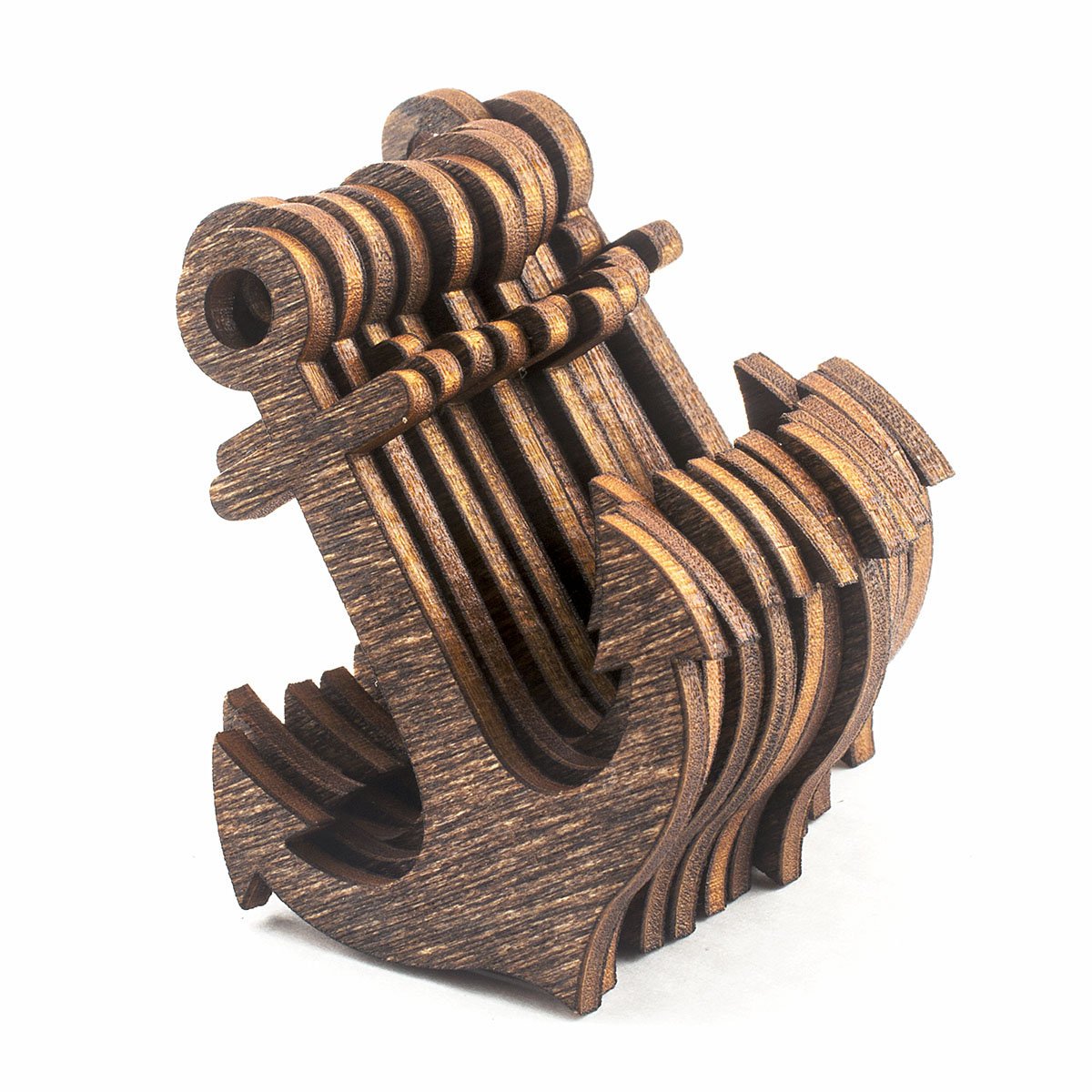 Summer-Ray 20pcs Laser Cut Wooden Veneer Anchor Scrapbooking Embellishment (Dark Brown, 4 inches)