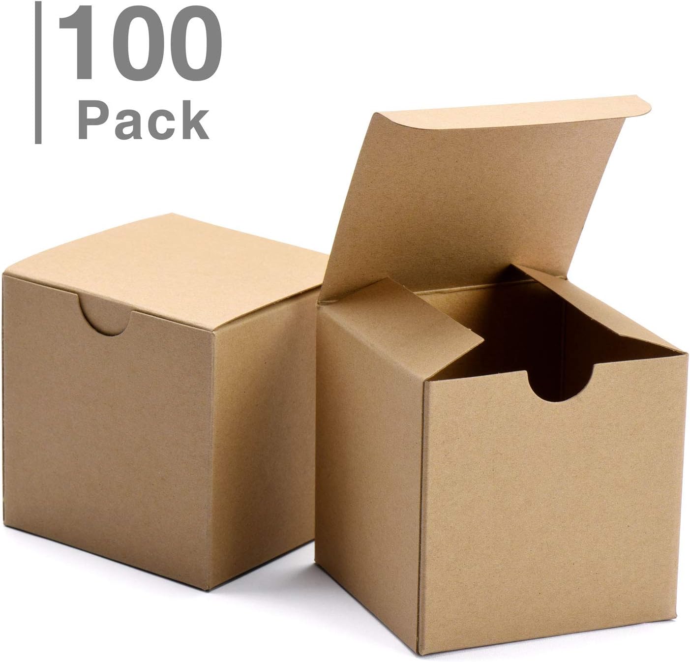 100pcs Brown,100 Kraft Favor Boxes3x3x3 inches,Brown Paper Gift Boxes