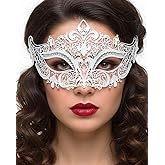 Campsis Masquerade Mask for Women White Masquerade Ball Mask Rhinestone Venetian Masks