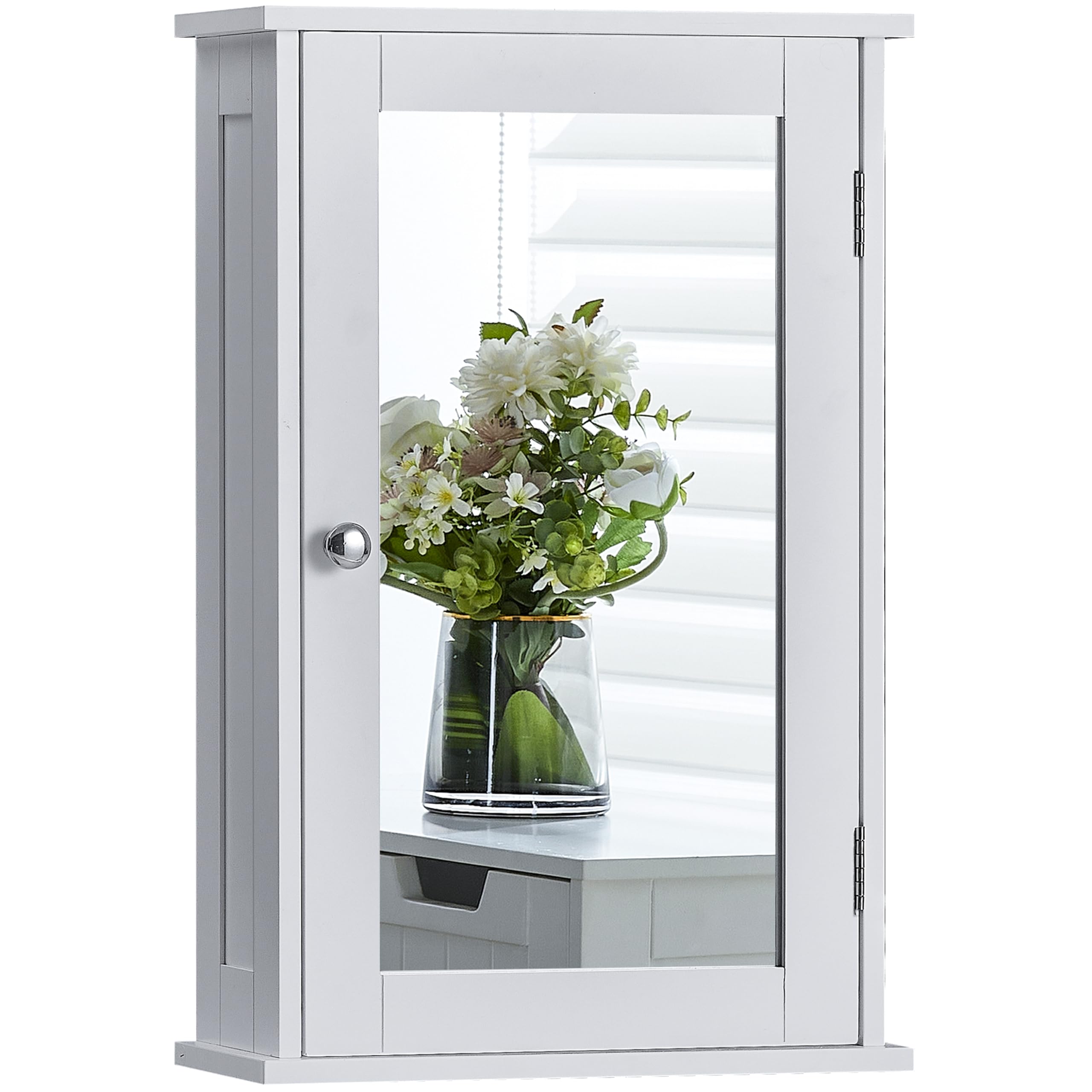 Bath Vida Bathroom Cabinet Single Mirrored Door Wall Mounted, White