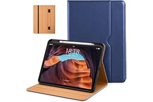 DTTO for iPad 10th Generation Case 10.9 Inch 2022, Premium Leather Business Folio Stand Cover with Pencil Holder - Auto Wake/Sleep and Multiple Viewing Angles, Navy Blue