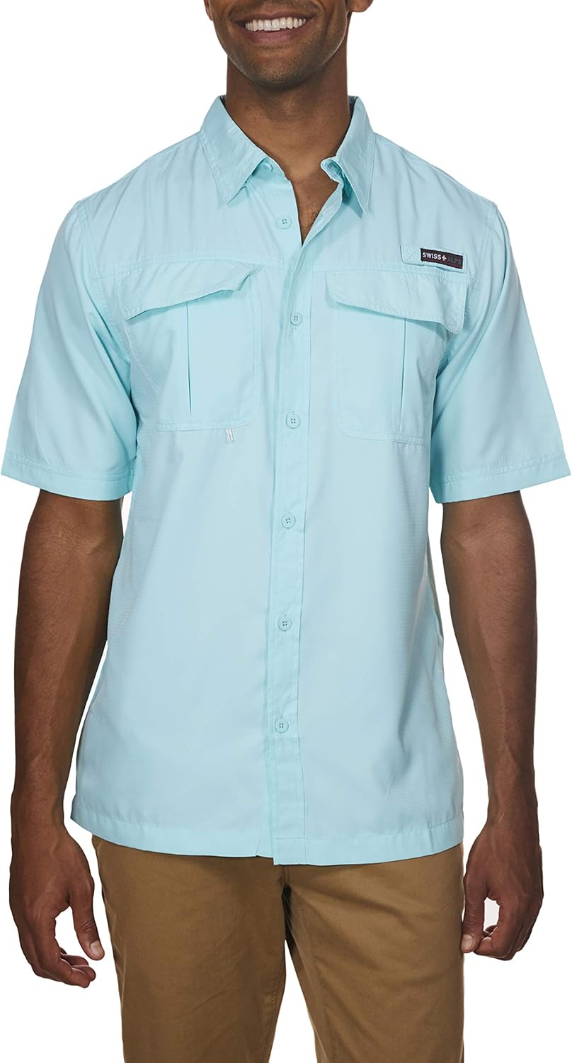 Swiss Alps Mens Short Sleeve Lightweight Breathable Outdoor Fishing Shirt at  Men’s Clothing store