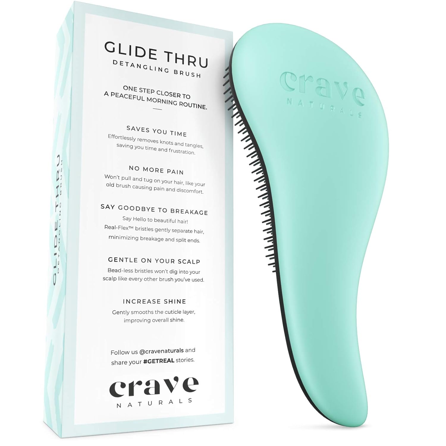 Crave Naturals Glide Thru Detangling Brush for Adults & Kids Hair - Detangler Comb & Hair Brush for Natural, Curly, Straight, Wet or Dry Hair (TURQUOISE): Beauty