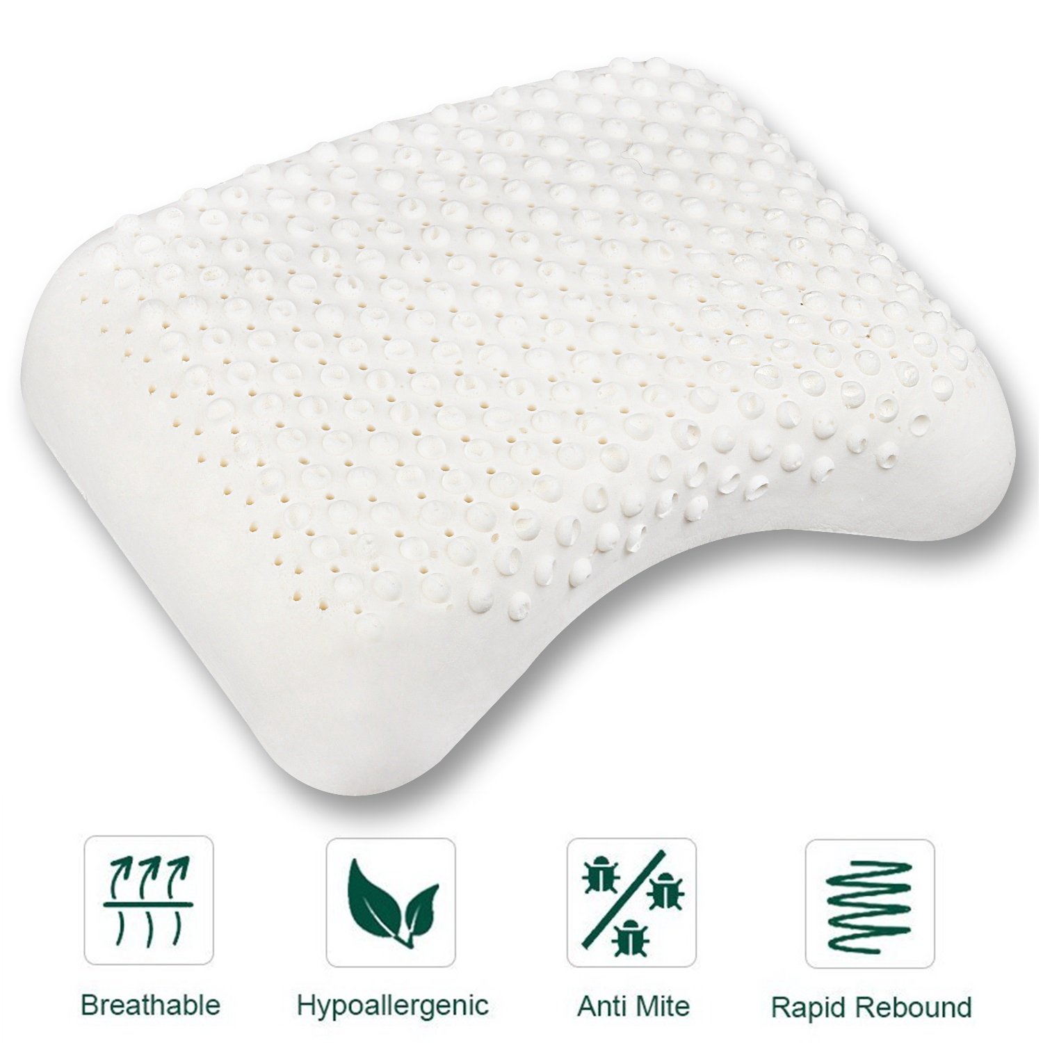 Organic Latex Foam Pillows for Sleeping, Hypoallergenic Soft Contour