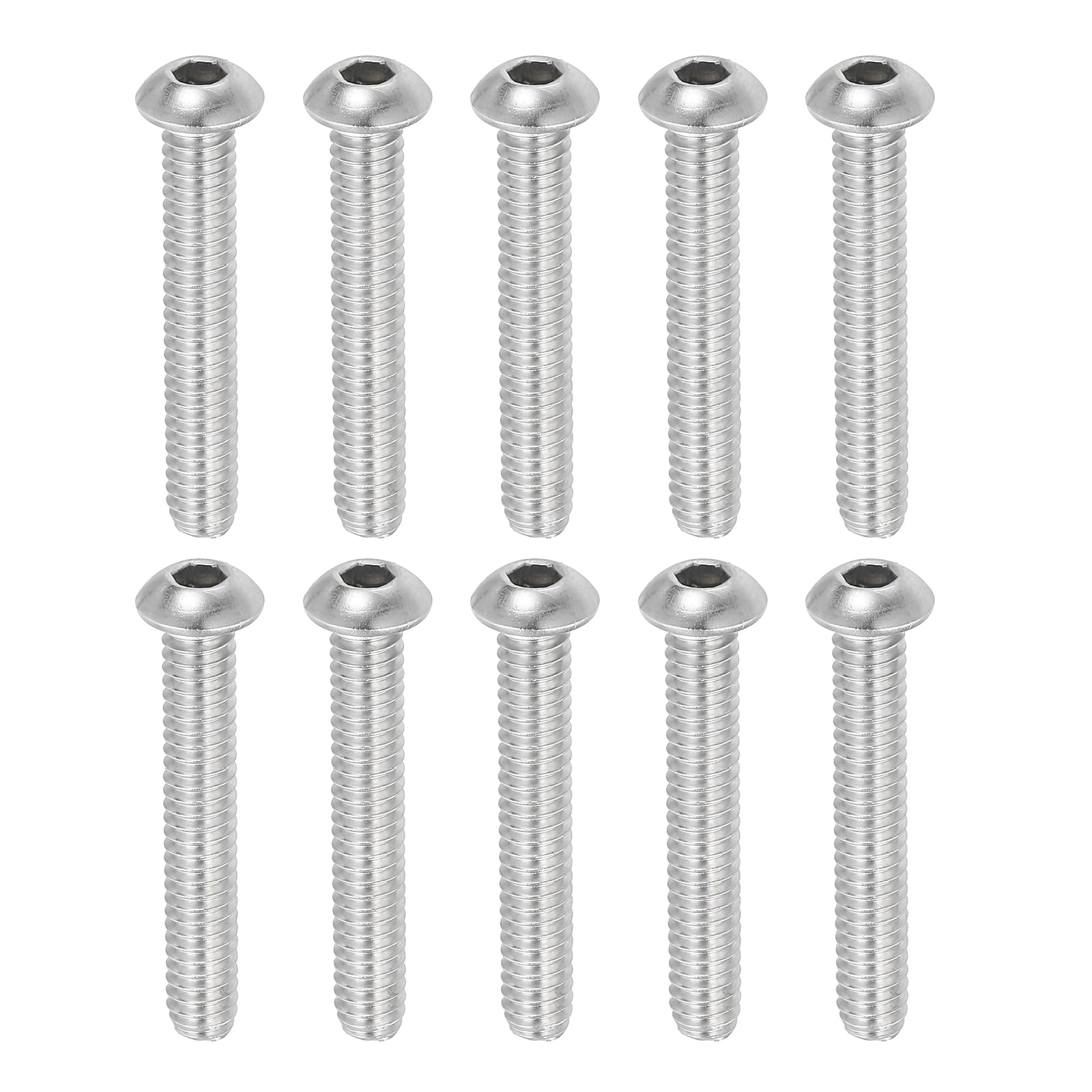 PATIKIL 1/4-20x1-1/2" Button Head Socket Cap Screws, 10 Pcs 304 Stainless Steel 18-8 Socket Cap Screw Bolts Allen Hex Drive Full Thread Fine Thread UNC