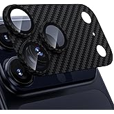 WSKEN for iPhone 17 Pro Max Camera Lens Protector, [Military Grade Shatterproof] [Strong Adhesion] Metal Aluminum Alloy Tempered Glass Camera Screen Protector, Crabon Fiber Texture