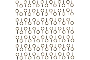 HUIHUIBAO 100 Pieces Small Screw Eyes Pin Hook for DIY Crafts, 6 x 13mm (Antique Bronze)