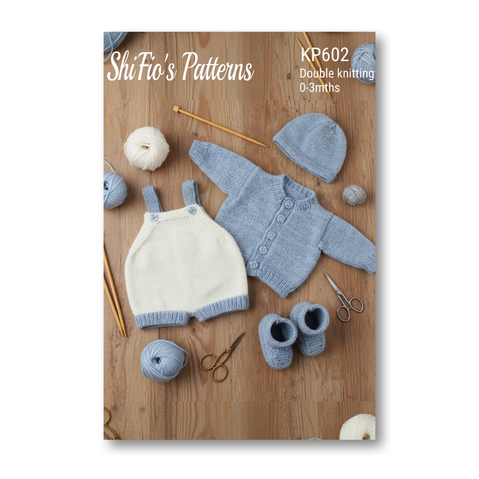ShiFio's Patterns Knitting Pattern for Romper Suit, Cardigan, Hat and Matching Booties, Baby Double Knitting Pattern, 0-3 Months, Multi-colored
