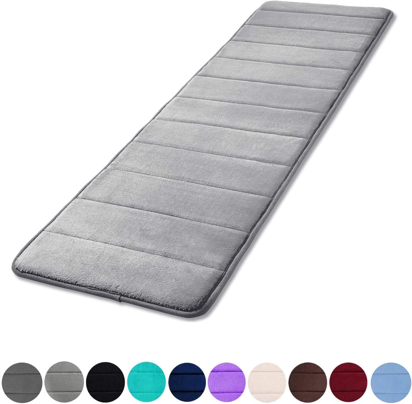 Memory Foam Soft Bath Mats - Non Slip Absorbent Bathroom Rugs Rubber Back Runner Mat for Kitchen Bathroom Floors 17" x 47", Grey: Home & Kitchen