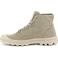 Palladium Men's Pampa Hi Boot, Vegan Canvas Lace Up Boot, Sahara/Ecru, 8 M